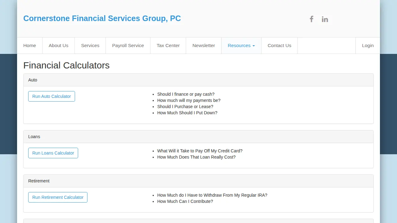 Cornerstone Financial Services Group page