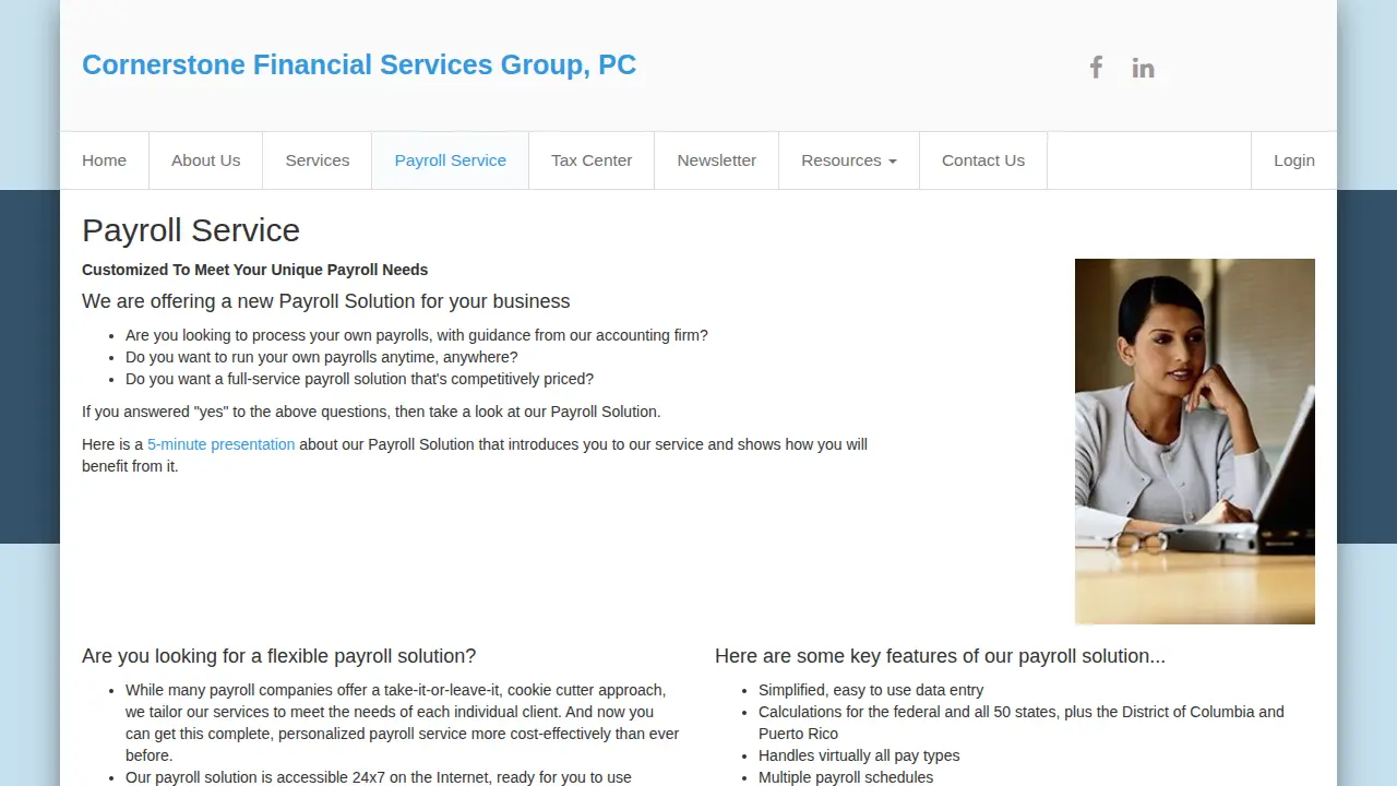 Cornerstone Financial Services Group page