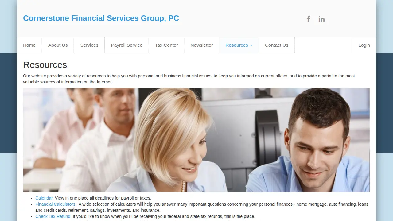 Cornerstone Financial Services Group page