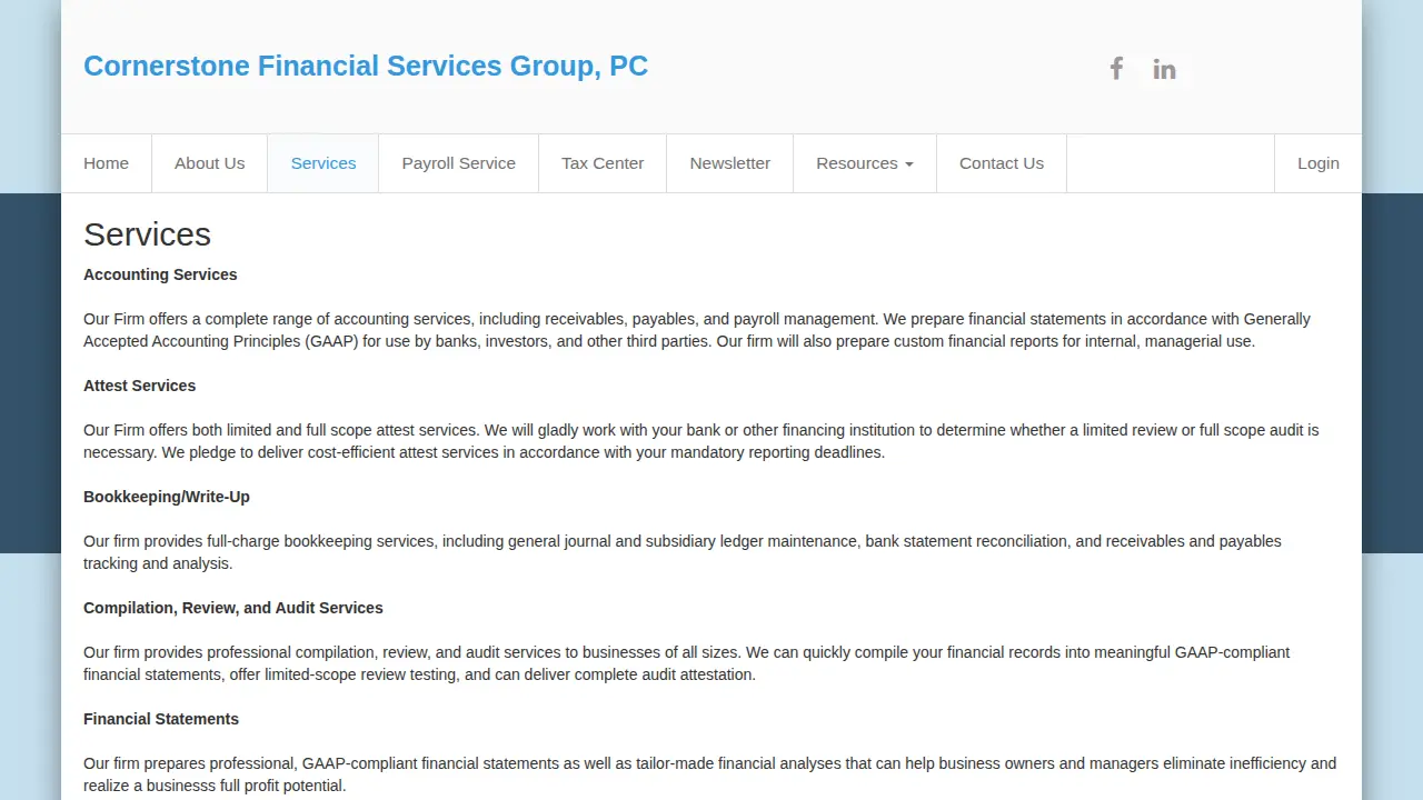 Cornerstone Financial Services Group page