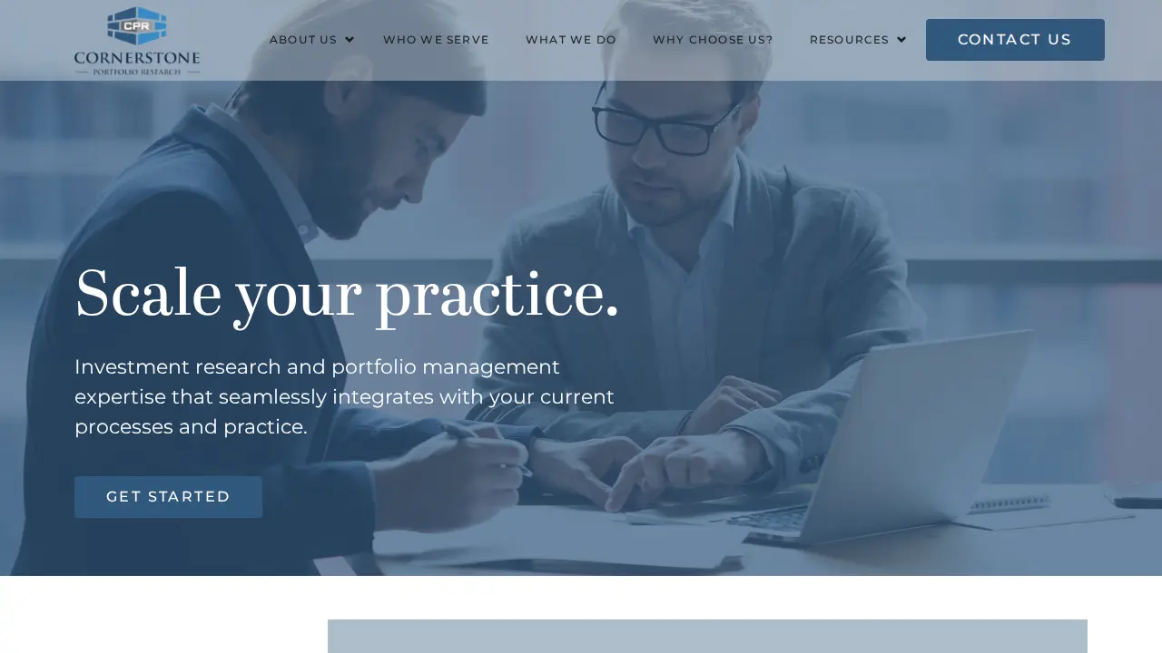 Cornerstone Portfolio Research page