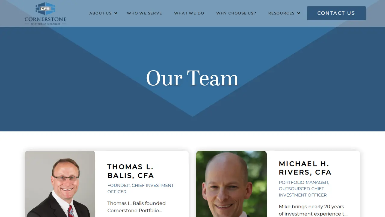 Cornerstone Portfolio Research page