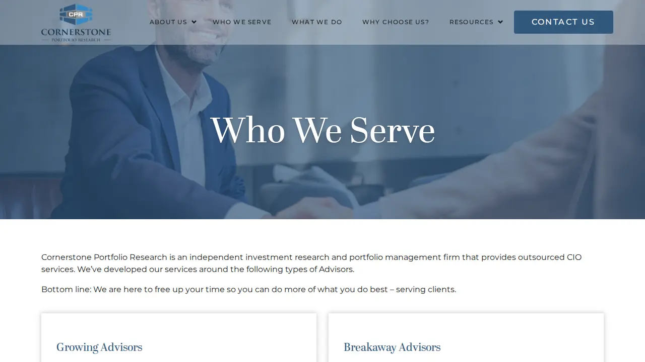 Cornerstone Portfolio Research page