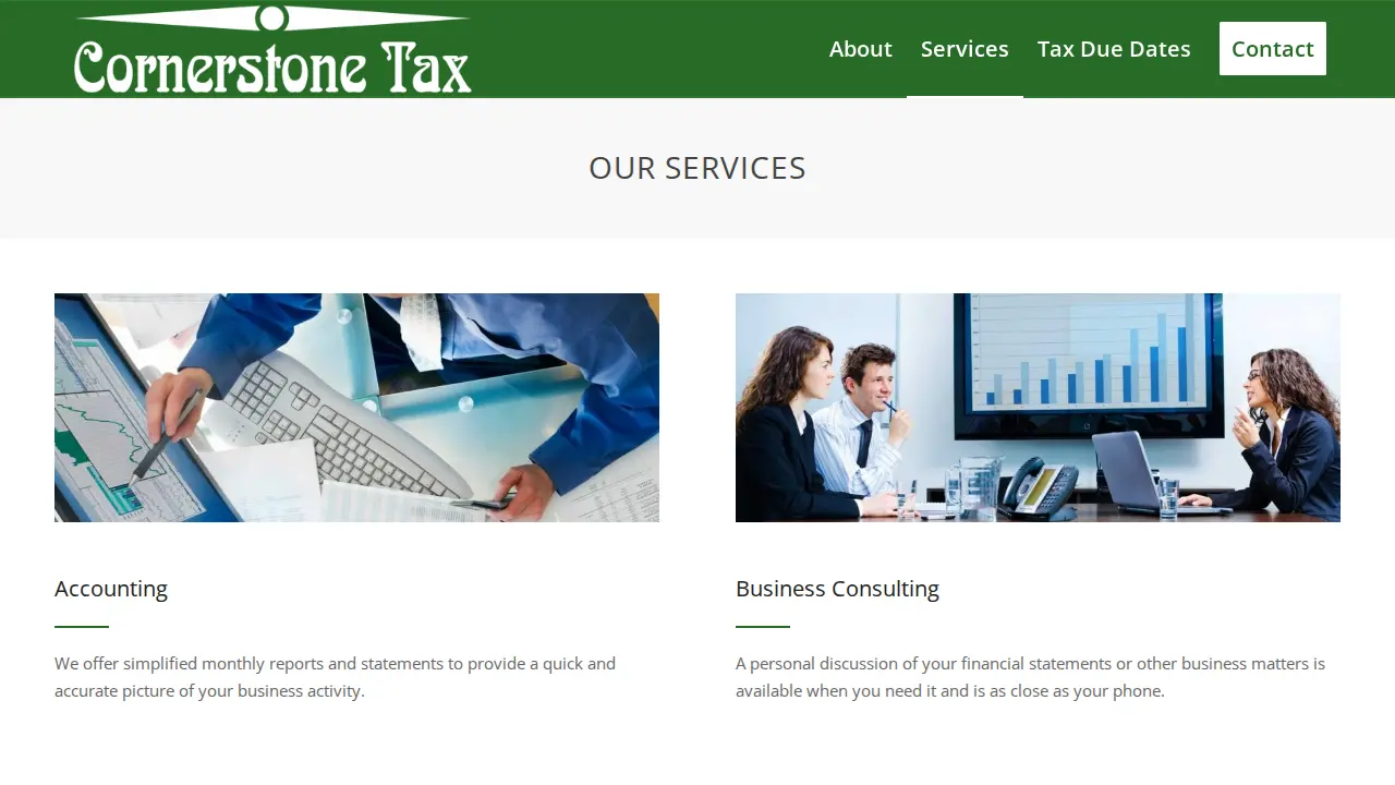 Cornerstone Tax page