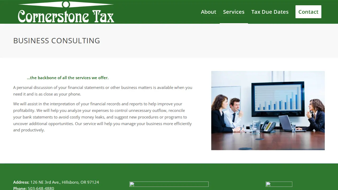 Cornerstone Tax page