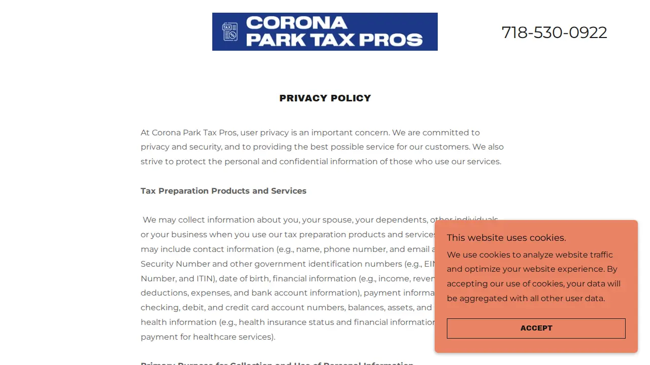 Corona Park Tax Pros Inc. page