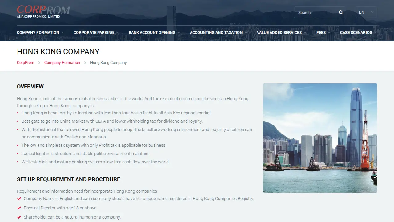 Asia Corp Prom Services Limited page