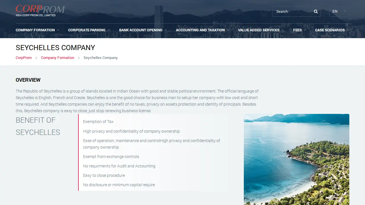 Asia Corp Prom Services Limited page