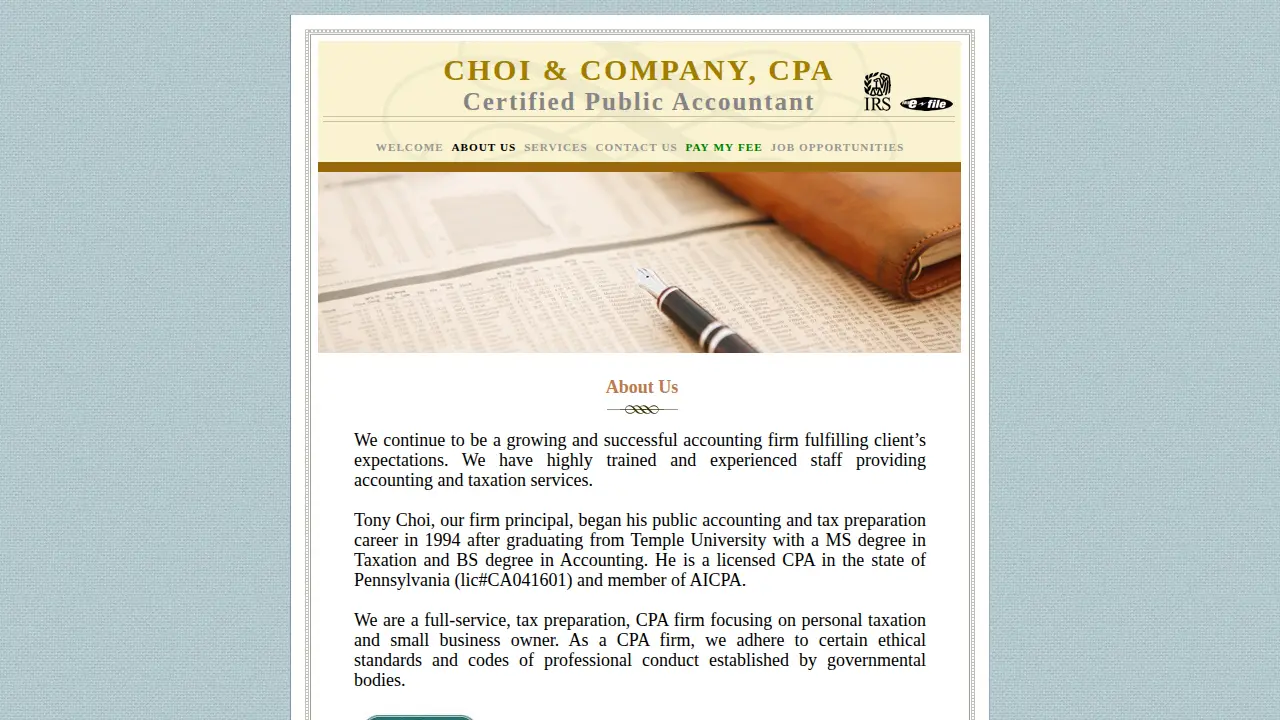 Choi & Company, CPA page