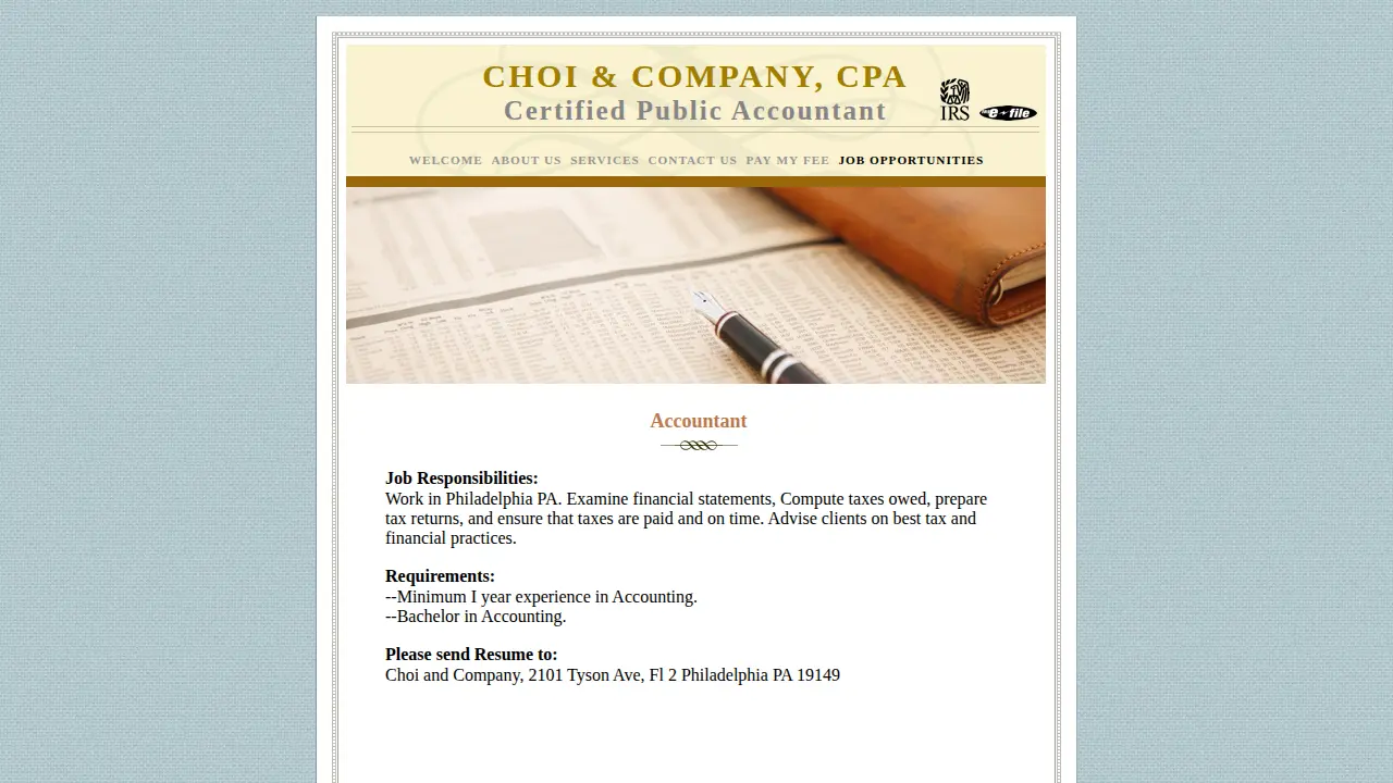 Choi & Company, CPA page
