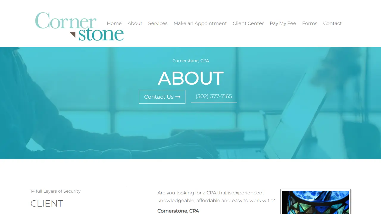 Cornerstone, CPA- Tax Preparation page