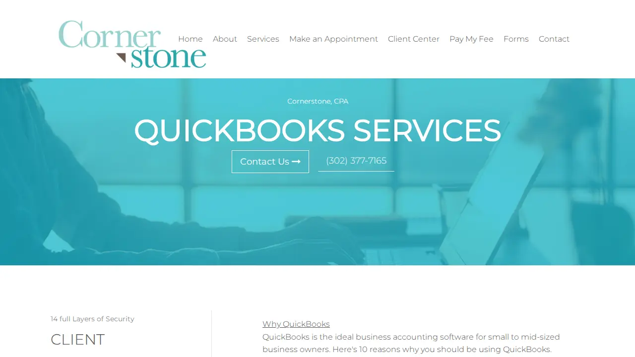 Cornerstone, CPA- Tax Preparation page