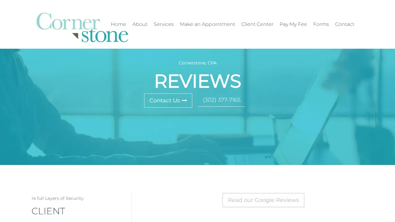 Cornerstone, CPA- Tax Preparation page