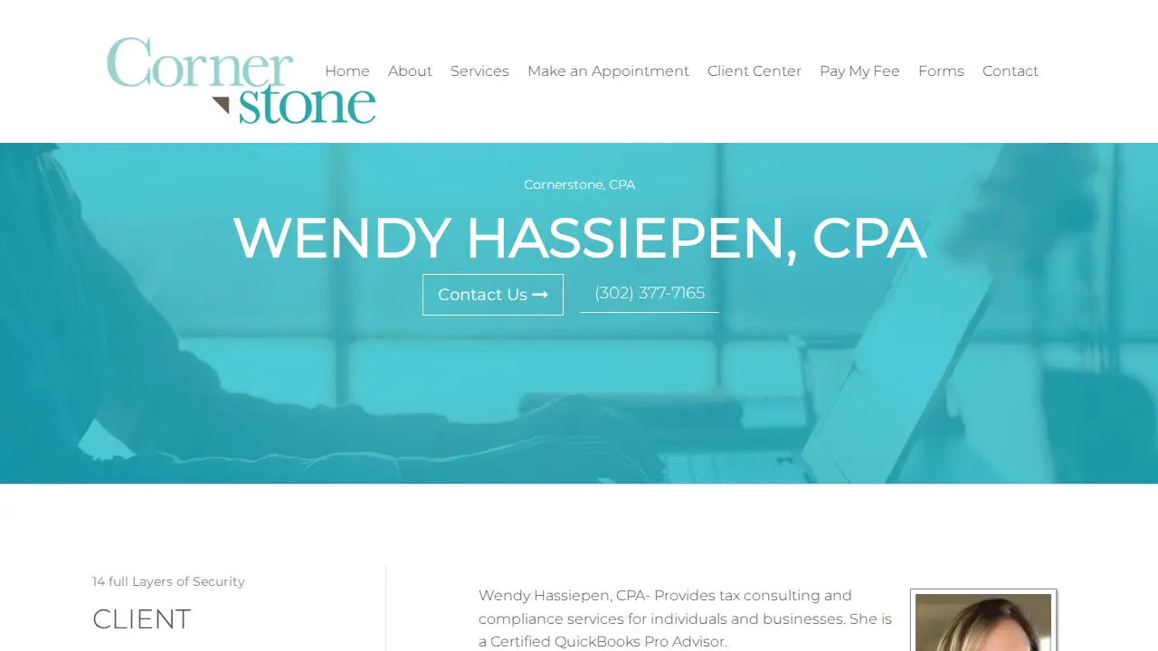 Cornerstone, CPA- Tax Preparation page