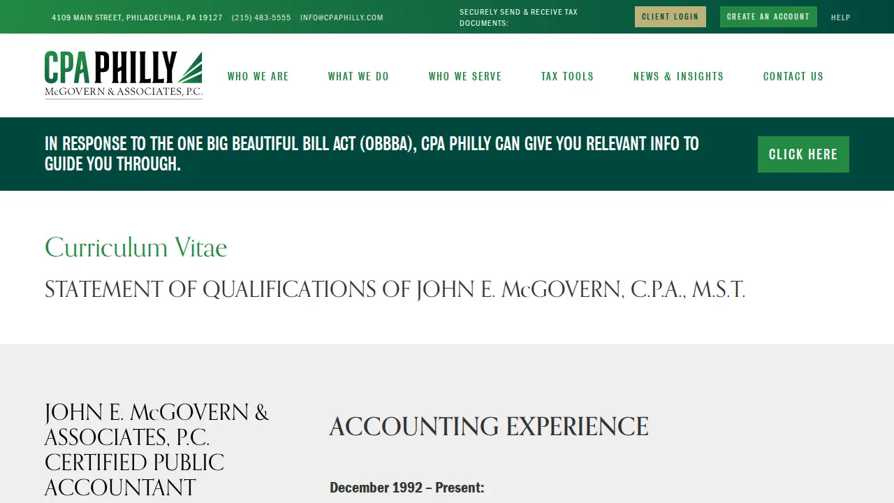 CPA Philly - McGovern & Associates P.C. page