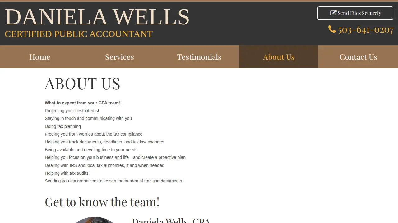 DANIELA WELLS CERTIFIED PUBLIC ACCOUNTANT page