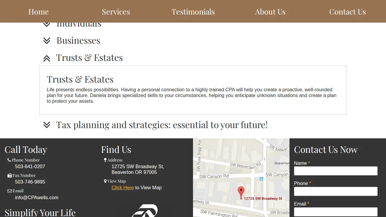 DANIELA WELLS CERTIFIED PUBLIC ACCOUNTANT page