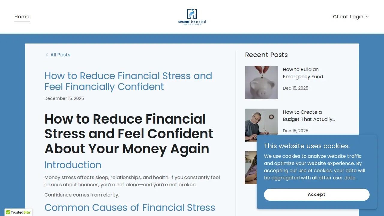 Crane Financial Solutions page