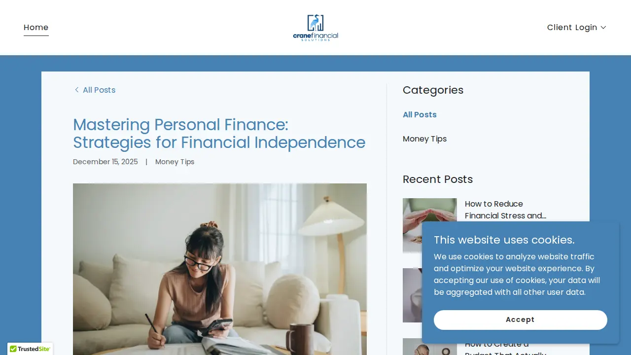 Crane Financial Solutions page