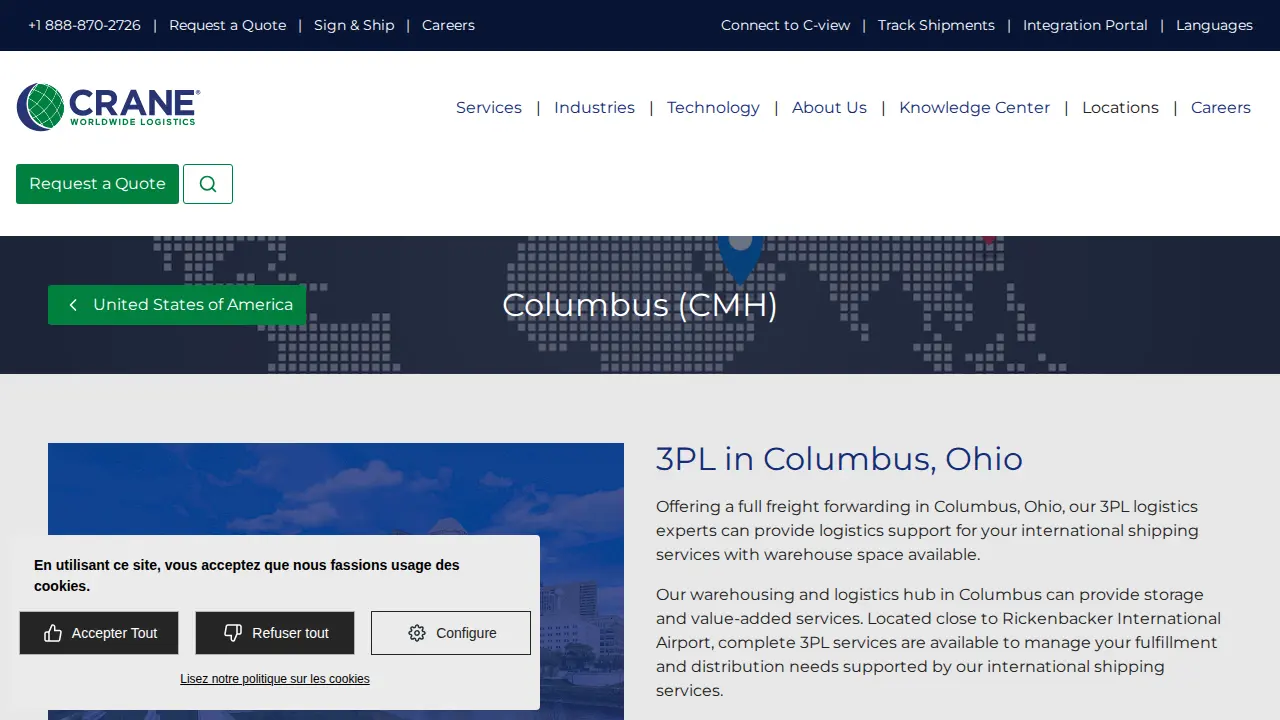 Crane Worldwide Logistics - Columbus website
