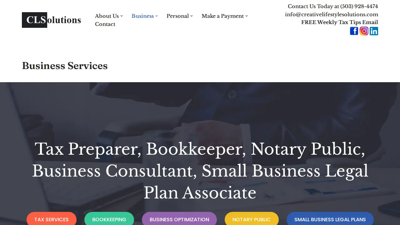 Creative Lifestyle Solutions page