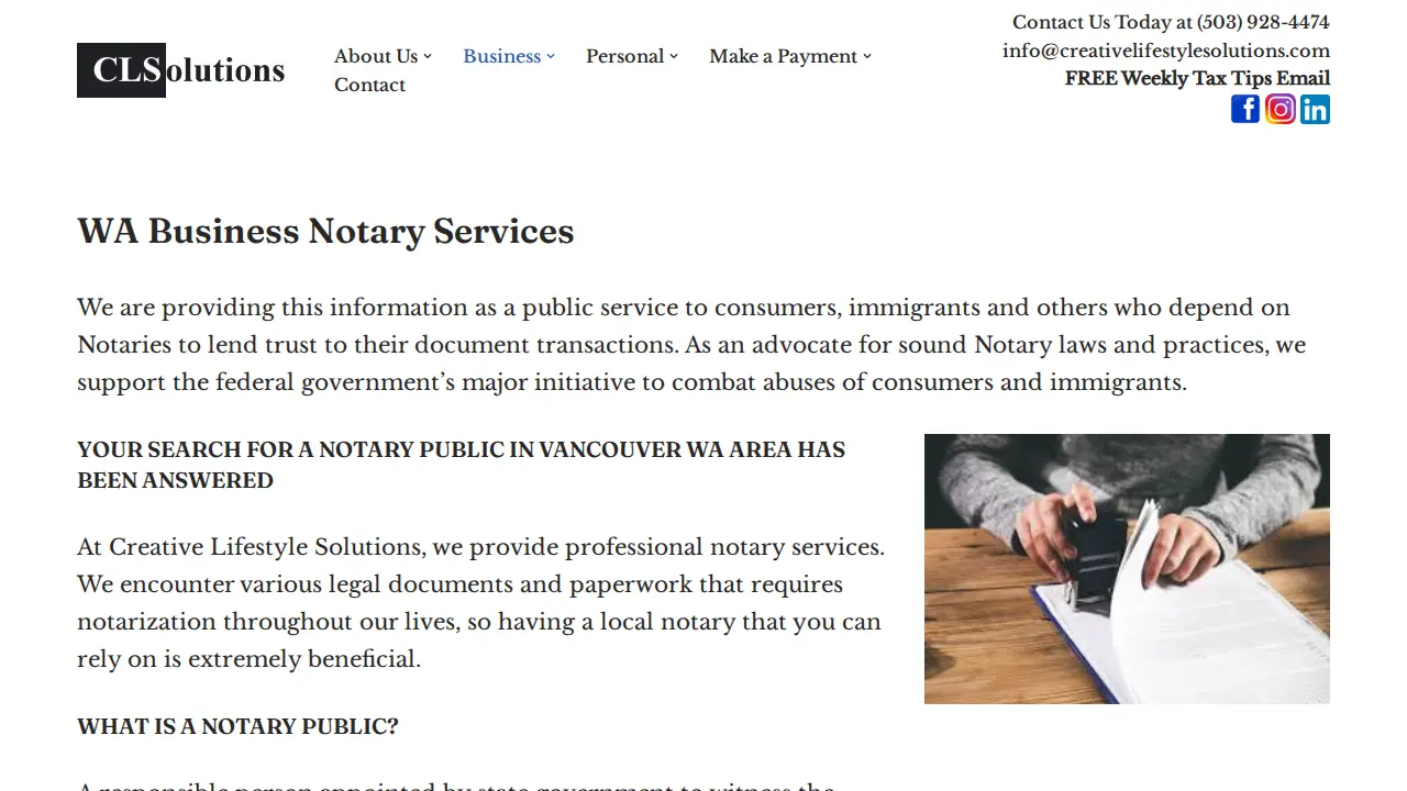 Creative Lifestyle Solutions page