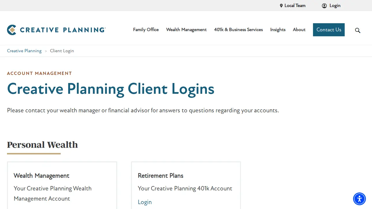Creative Planning page