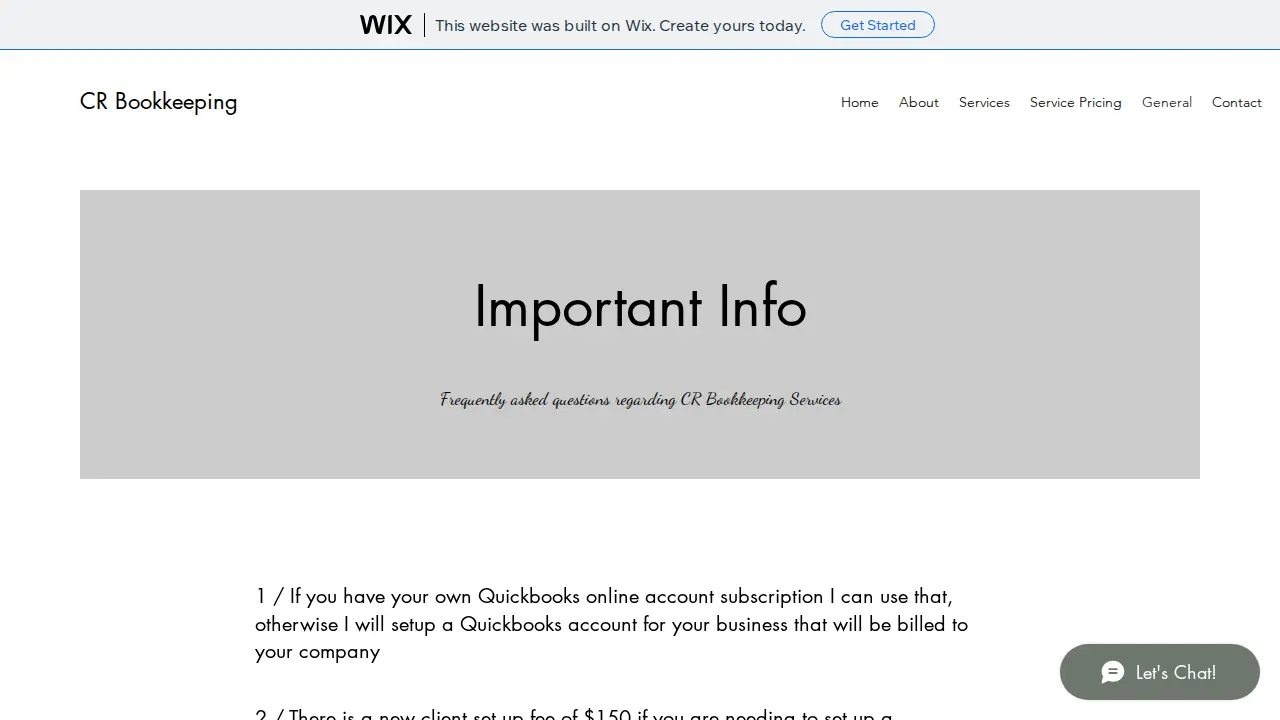 CR Bookkeeping page