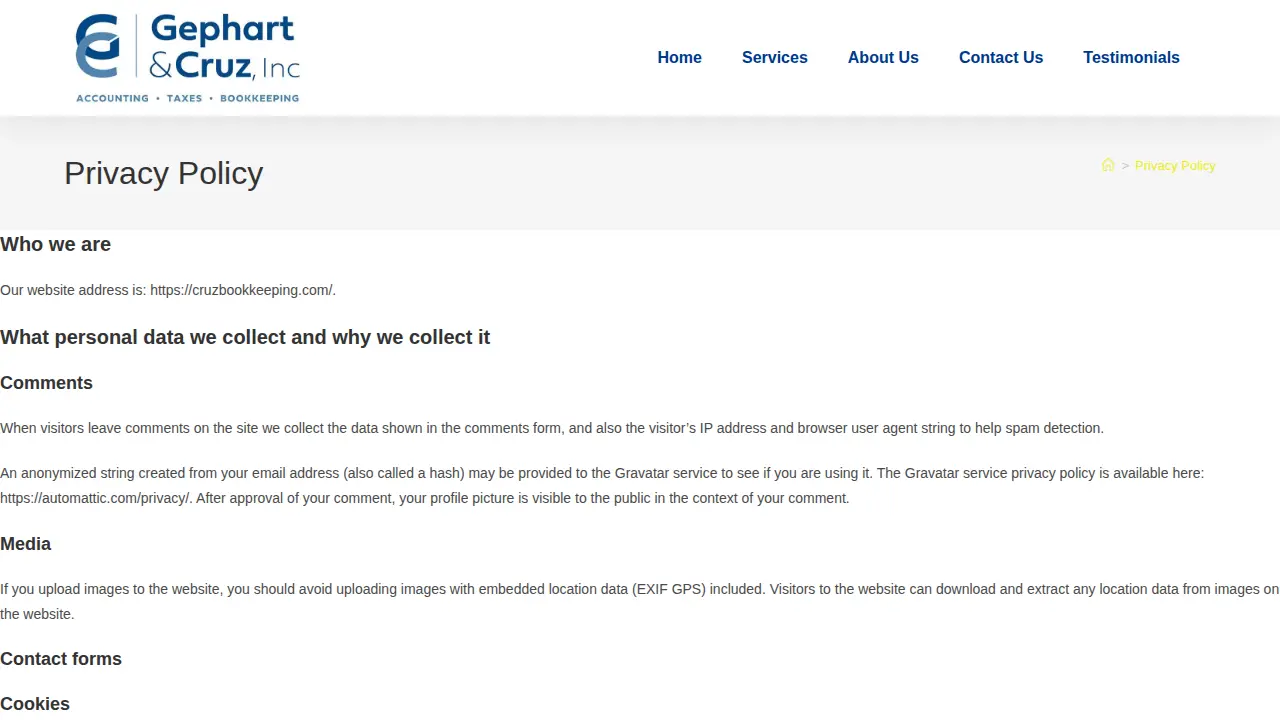 Cruz Bookkeeping Service Inc page