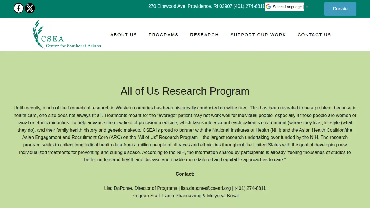 Center for Southeast Asians page