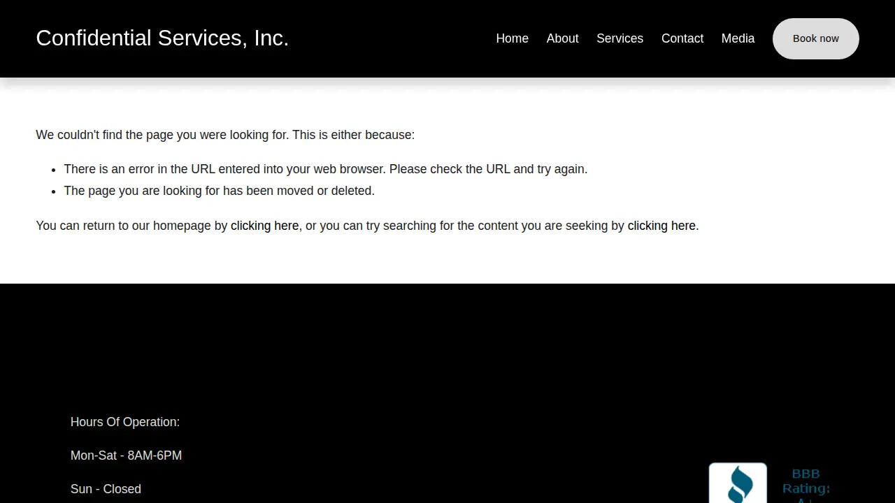 Confidential Services Inc page