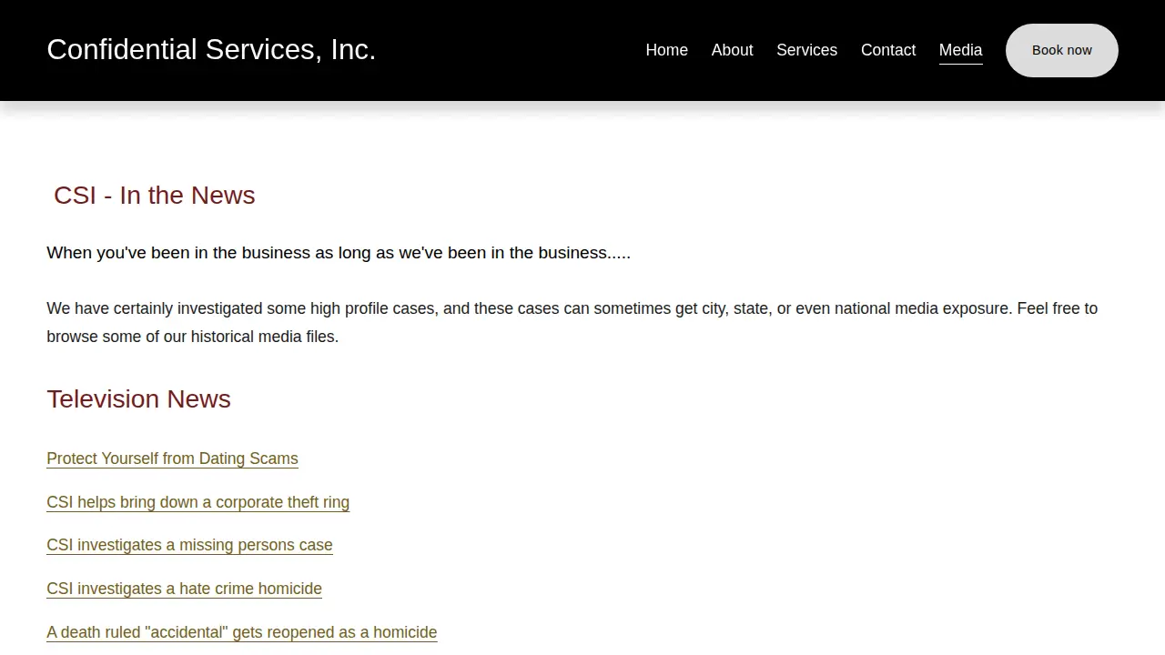 Confidential Services Inc page