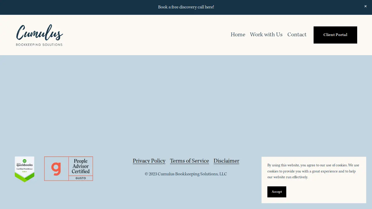 Cumulus Bookkeeping Solutions page