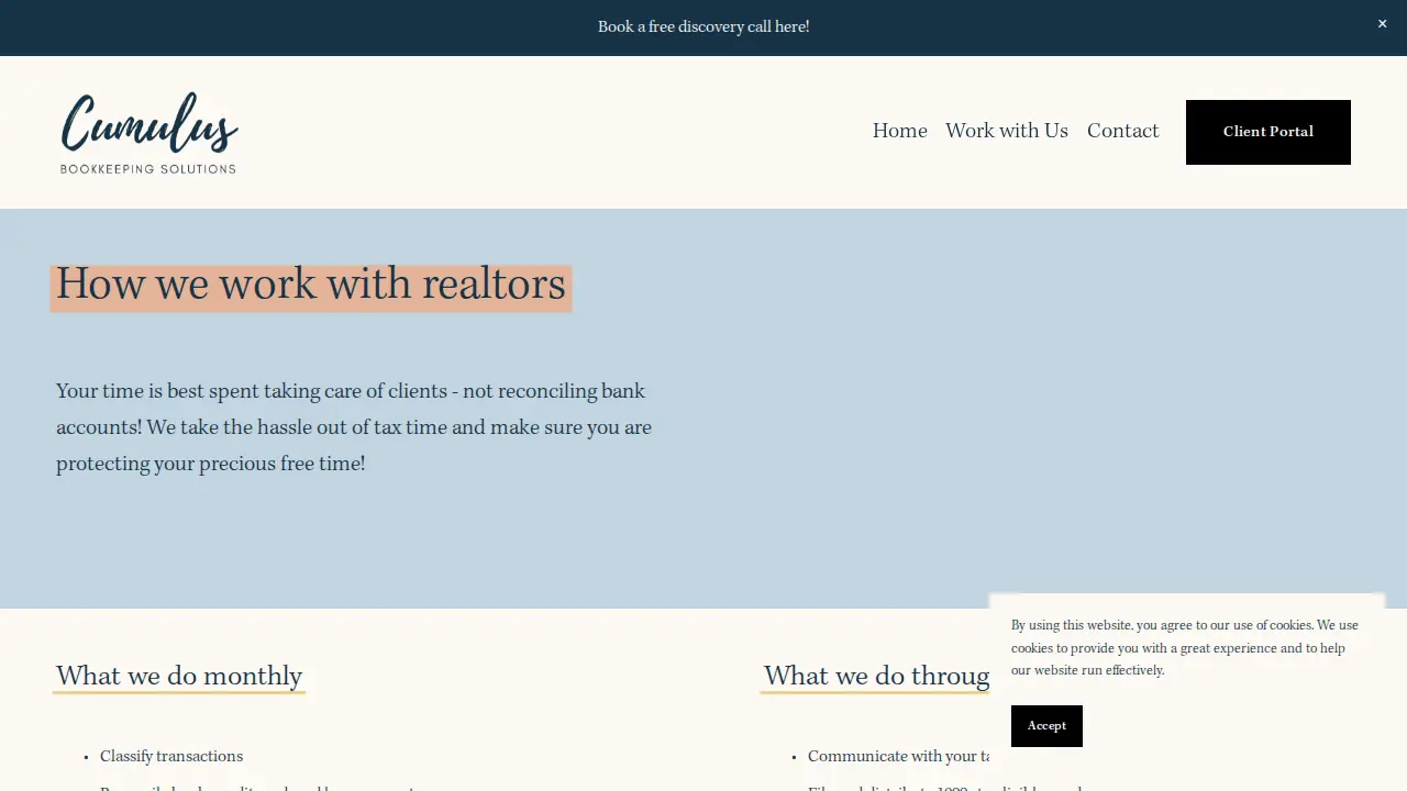 Cumulus Bookkeeping Solutions page