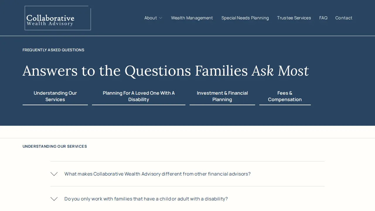 Collaborative Wealth Advisory page