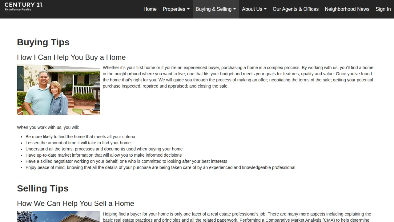 Century 21 Excellence Realty page