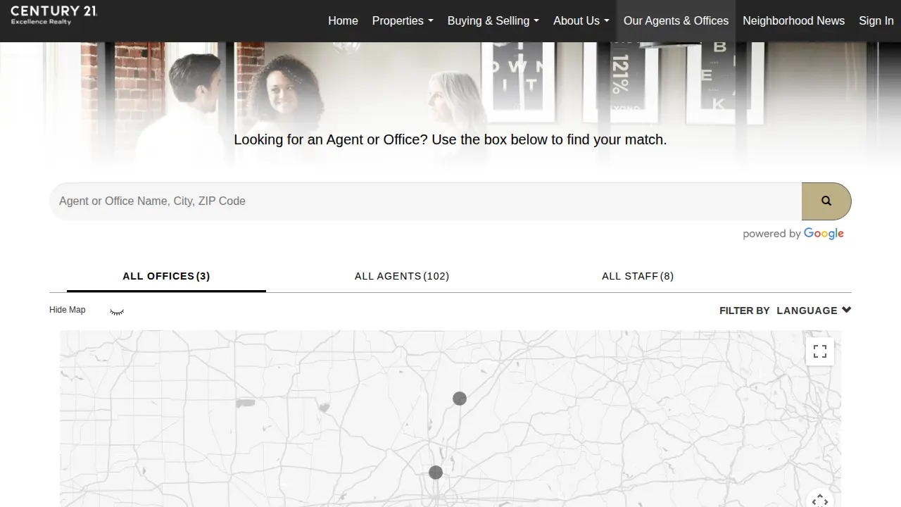 Century 21 Excellence Realty page