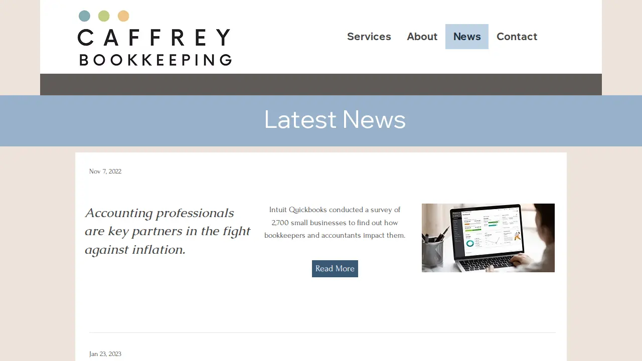 Caffrey Bookkeeping page