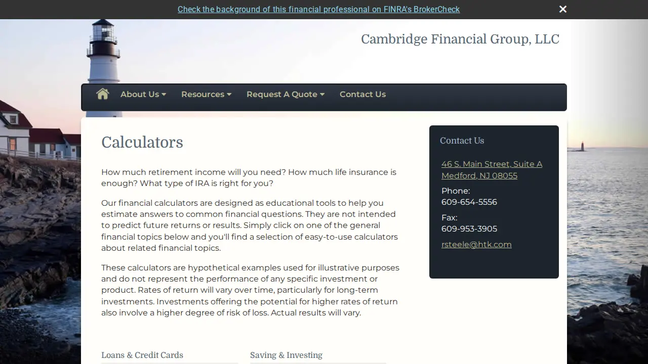 Cambridge Financial Group LLC page