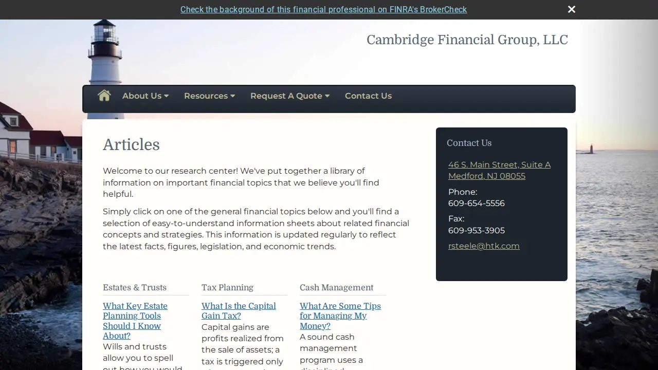 Cambridge Financial Group LLC page