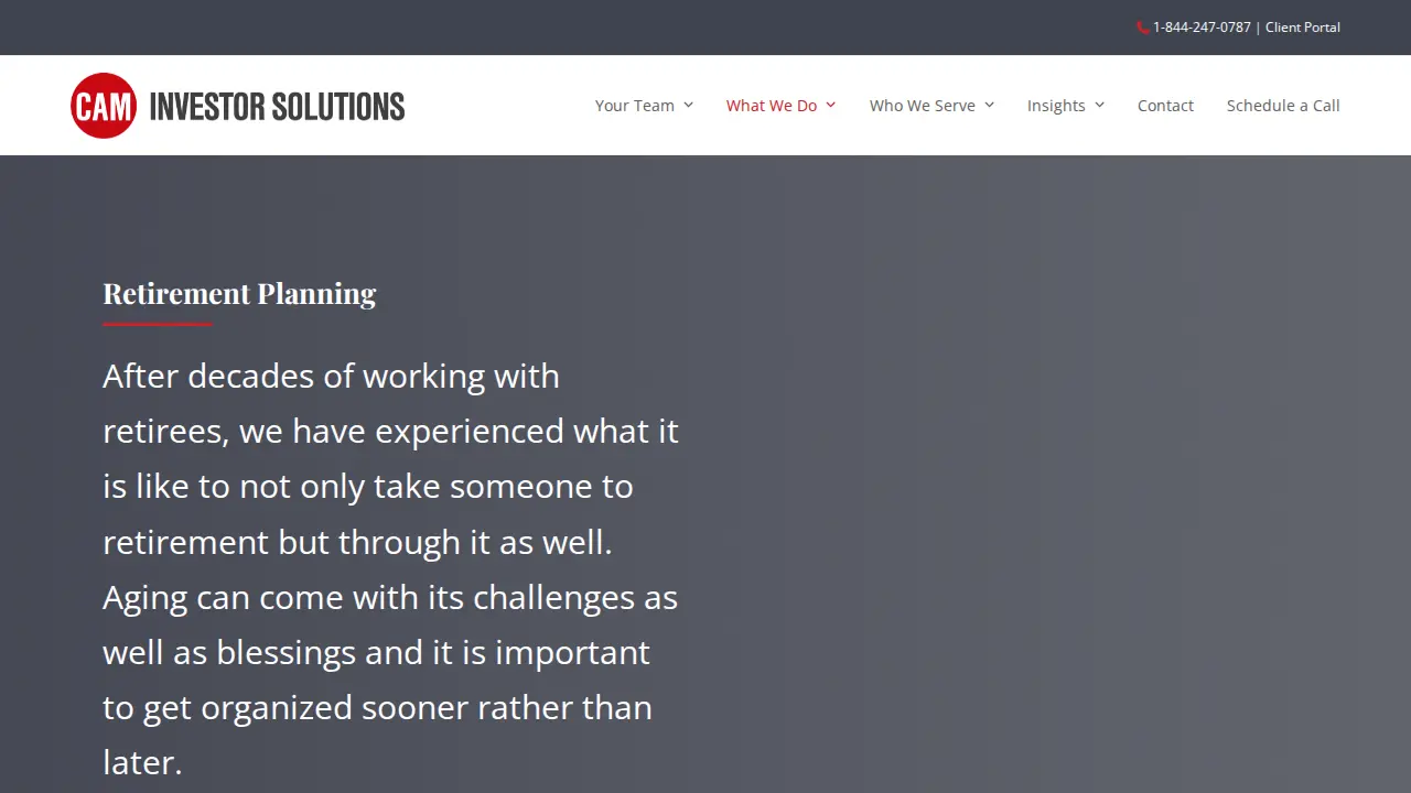 CAM Investor Solutions page