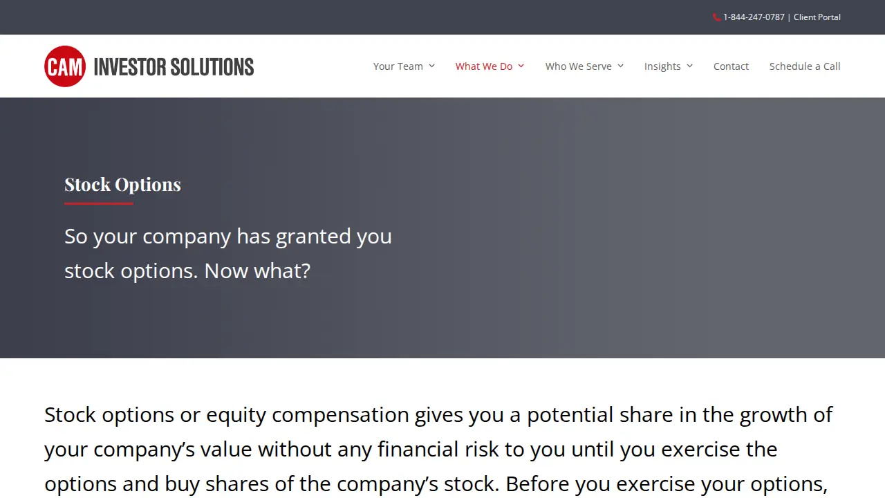 CAM Investor Solutions page