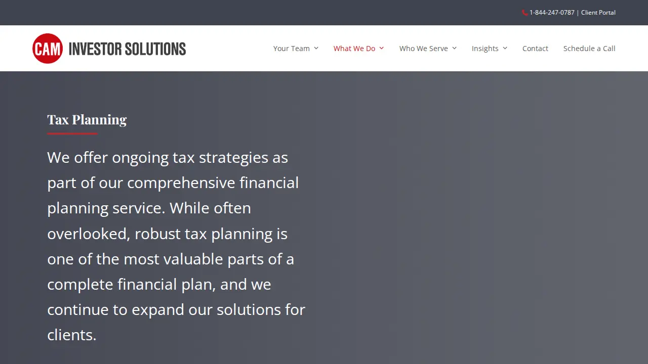 CAM Investor Solutions page