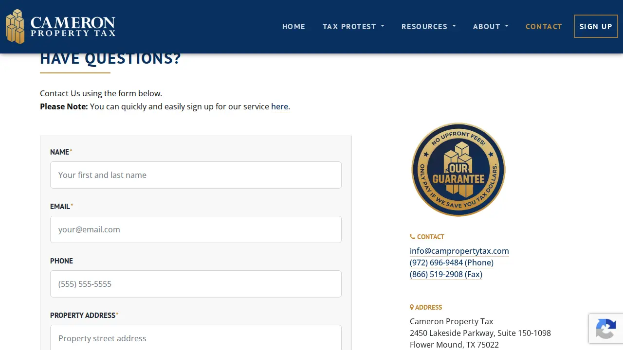 Cameron Property Tax page