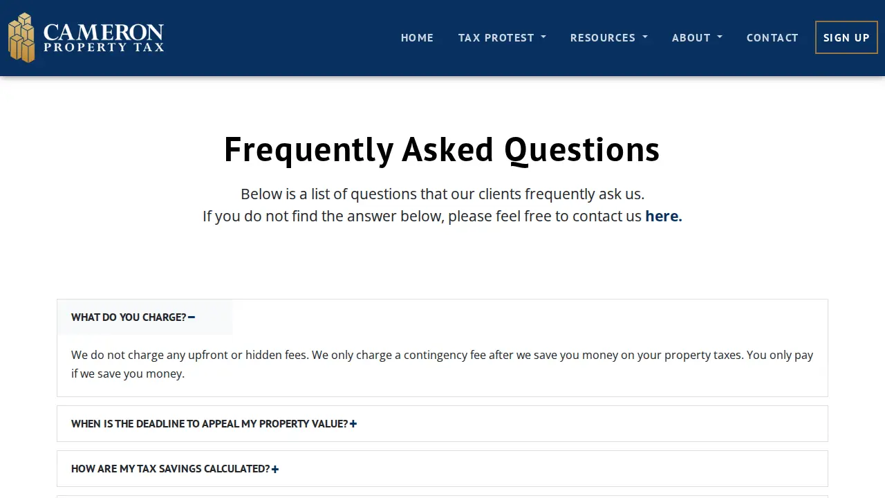 Cameron Property Tax page