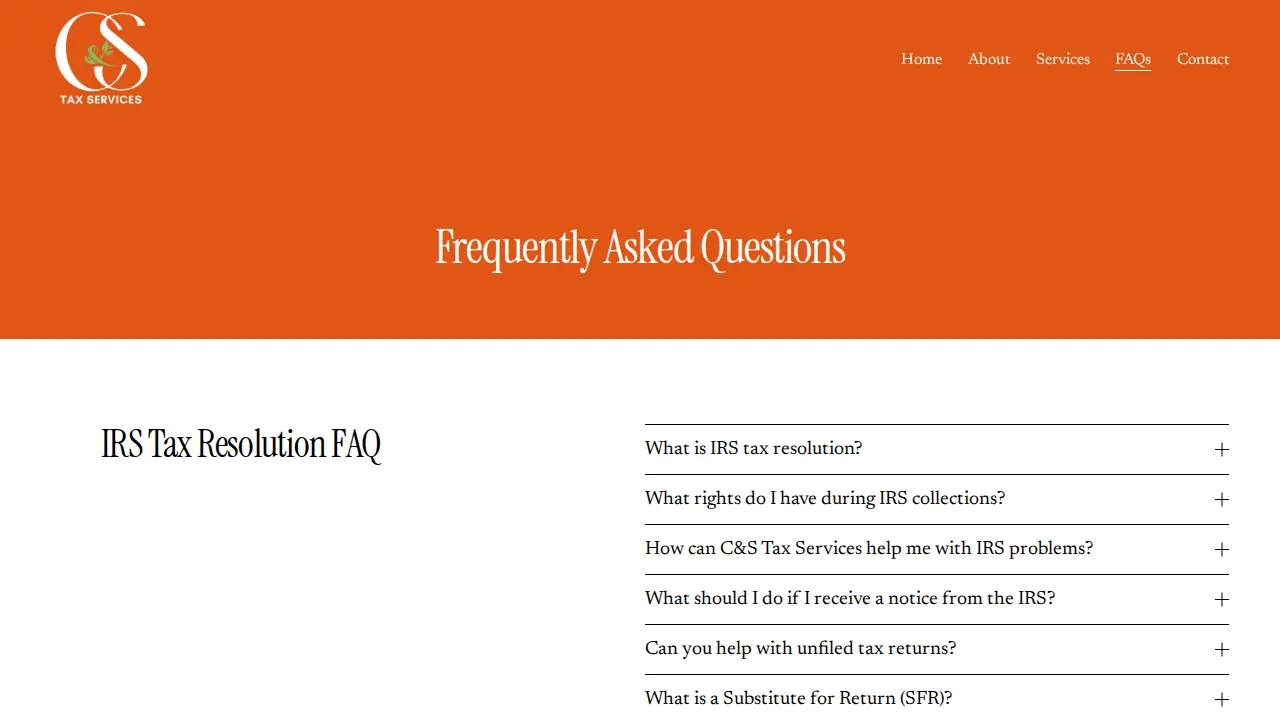 C&S Tax Services page
