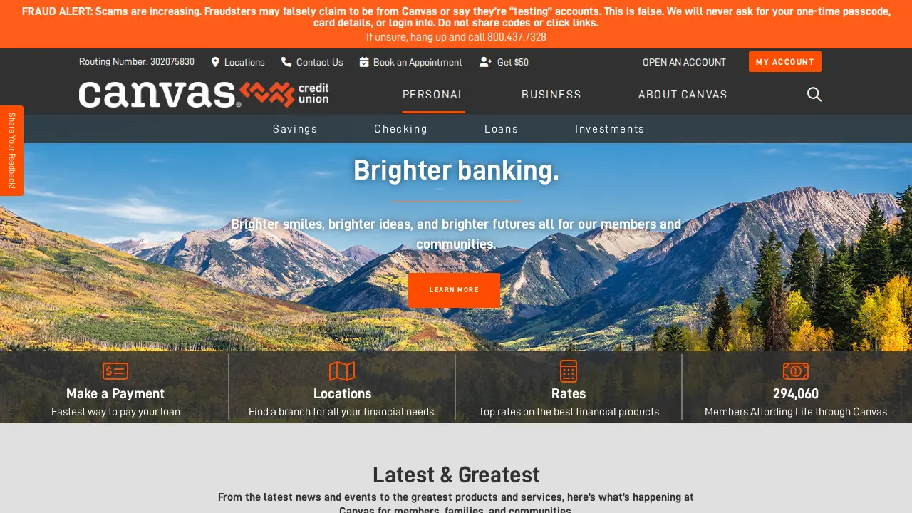 Canvas Credit Union Brighton Branch page