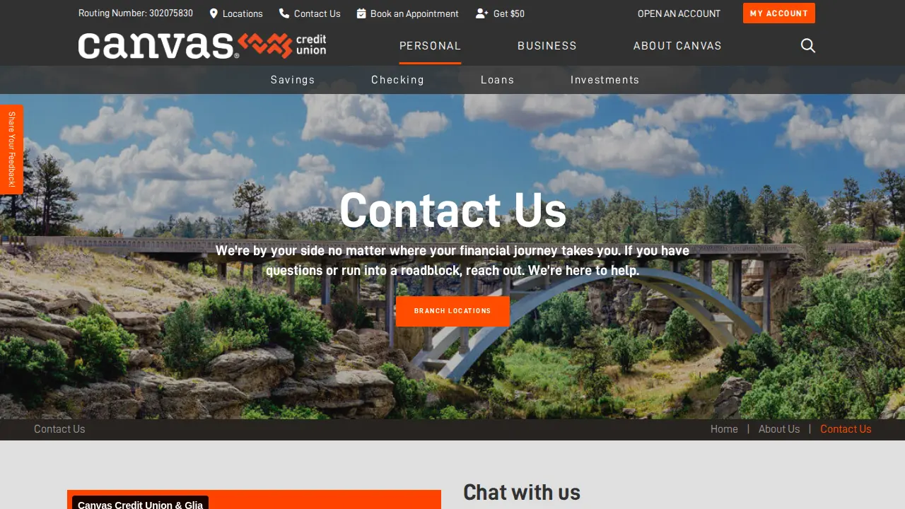Canvas Credit Union Brighton Branch page