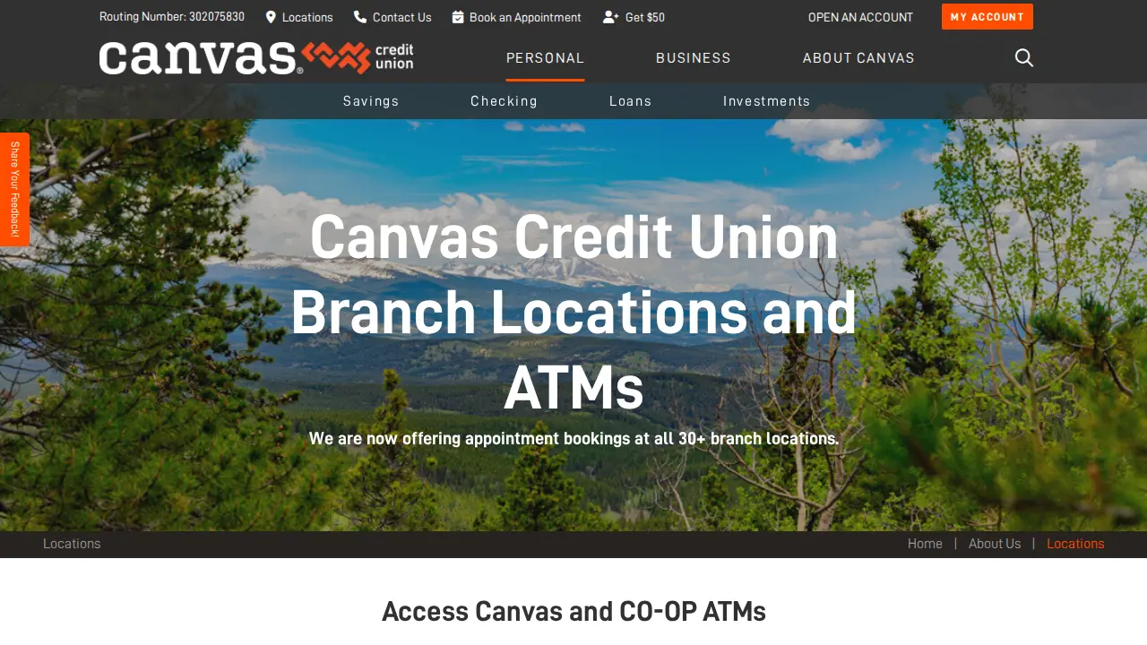 Canvas Credit Union Brighton Branch page
