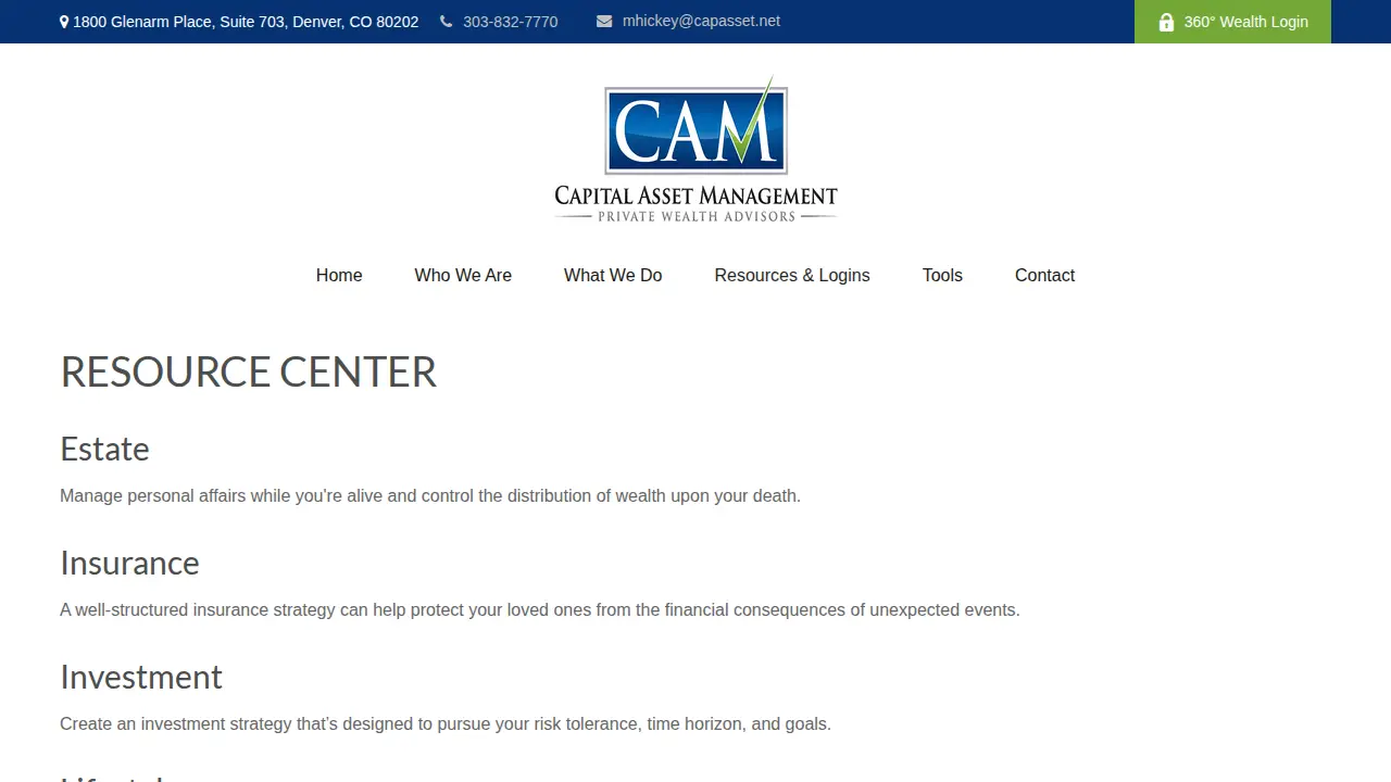 Capital Asset Management page